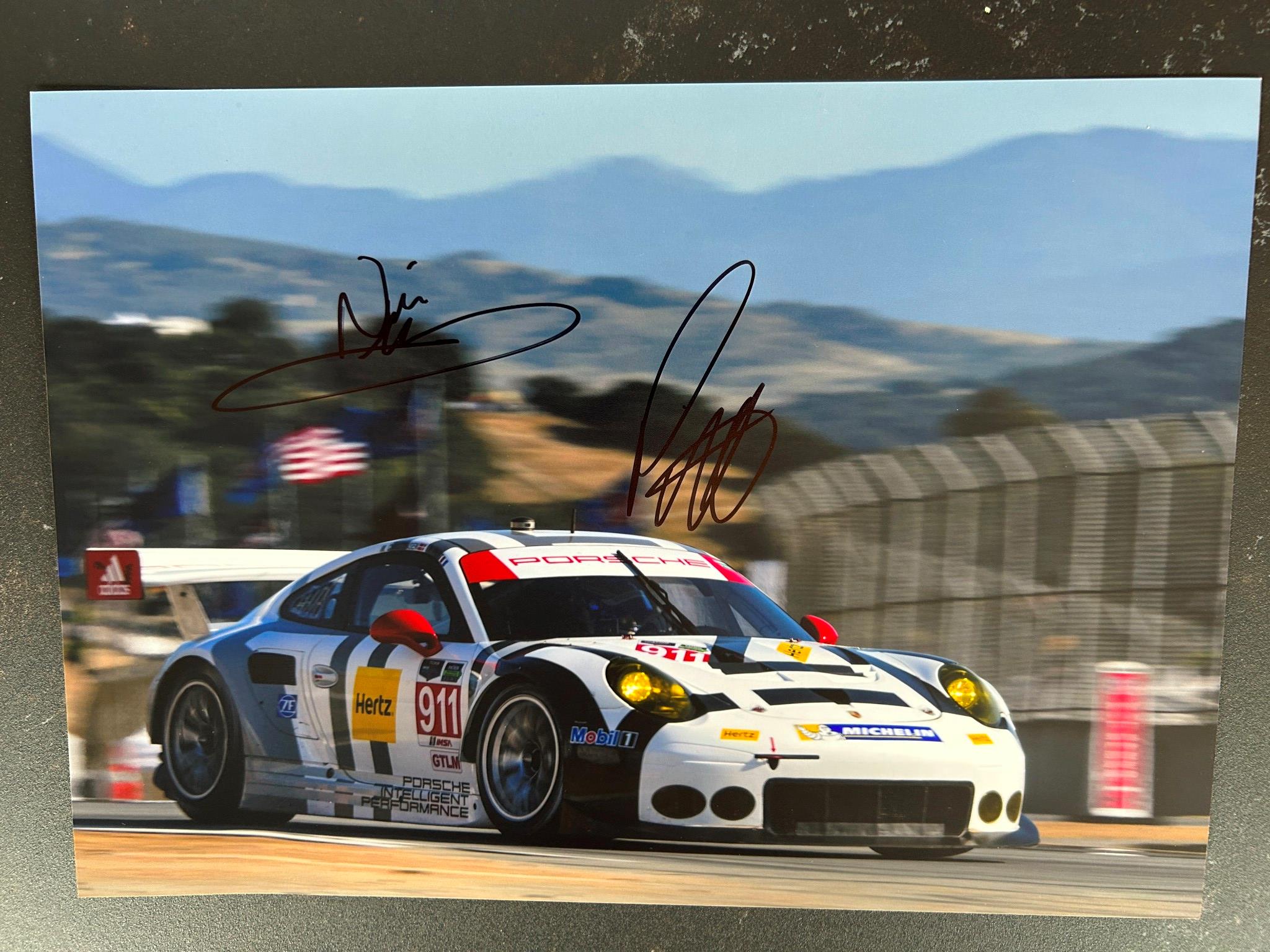 Signed 12x8 photo Nick Tandy Patrick Pilet Porsche 911 RSR GTLM Laguna SECA