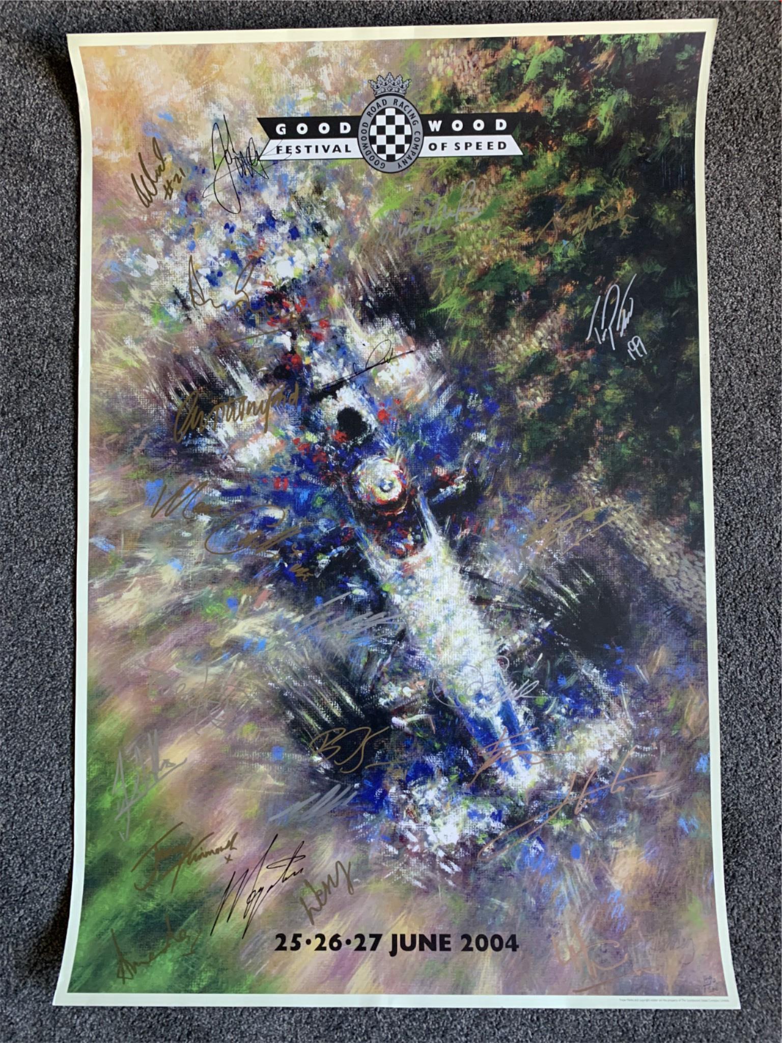 GOODWOOD FESTIVAL OF SPEED 2004 LTD EDITION CLASSIC CAR RACING POSTER SIGNED