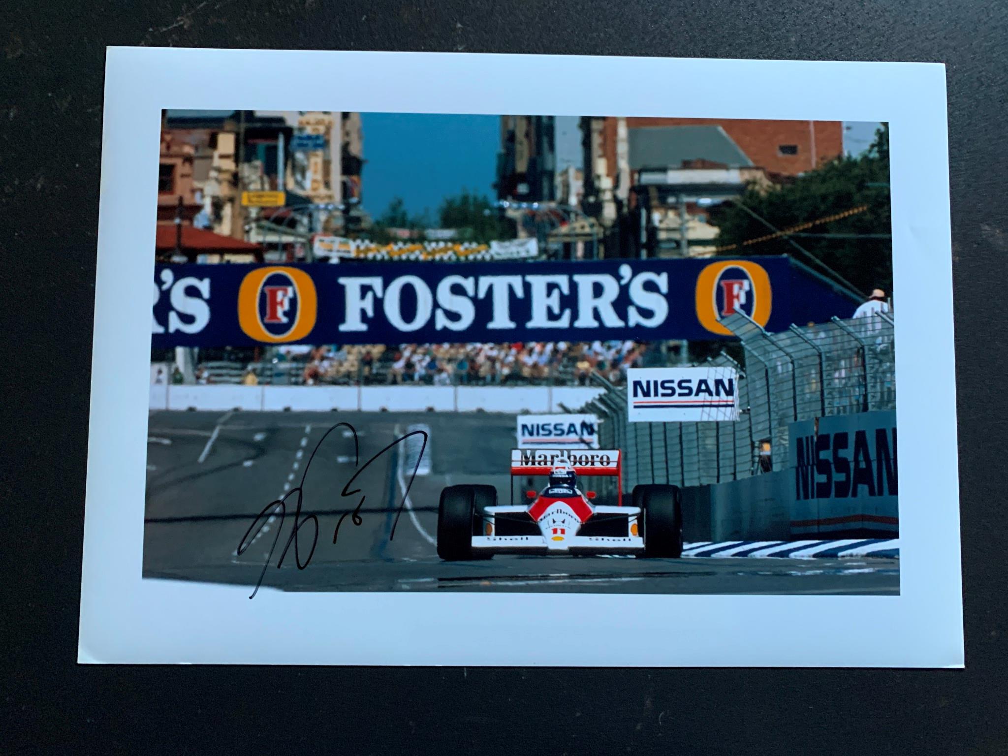 Signed Sutton 12x8 photo Alain Prost McLaren MP4 Adelaide Grand Prix 1988 F1