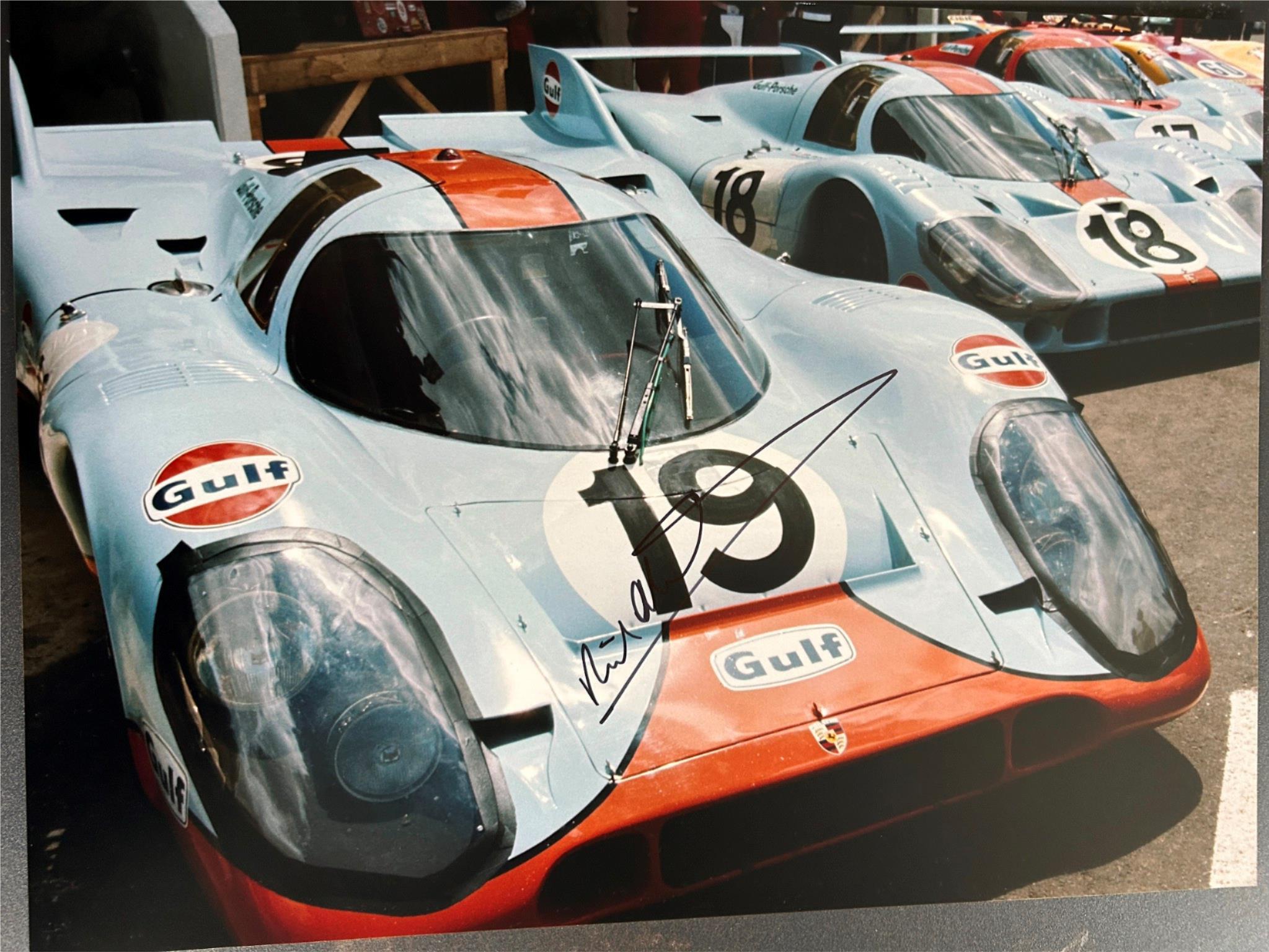 Signed 16x12 photo Richard Attwood John Wyer Porsche 917K Le Mans 24hrs 1971