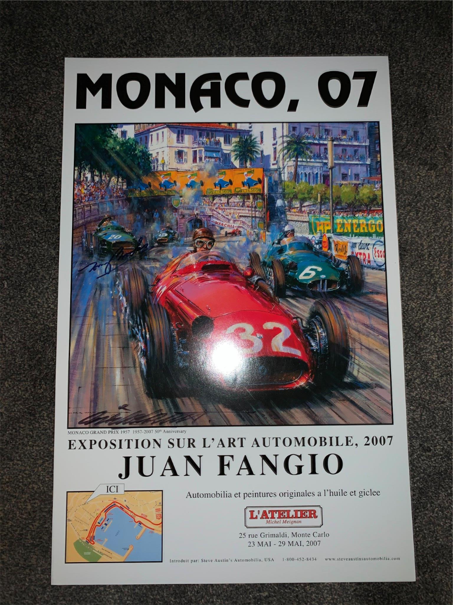 Nicholas Watts Monaco 2007 poster 51x33 hand signed Tony Brooks Formula 1
