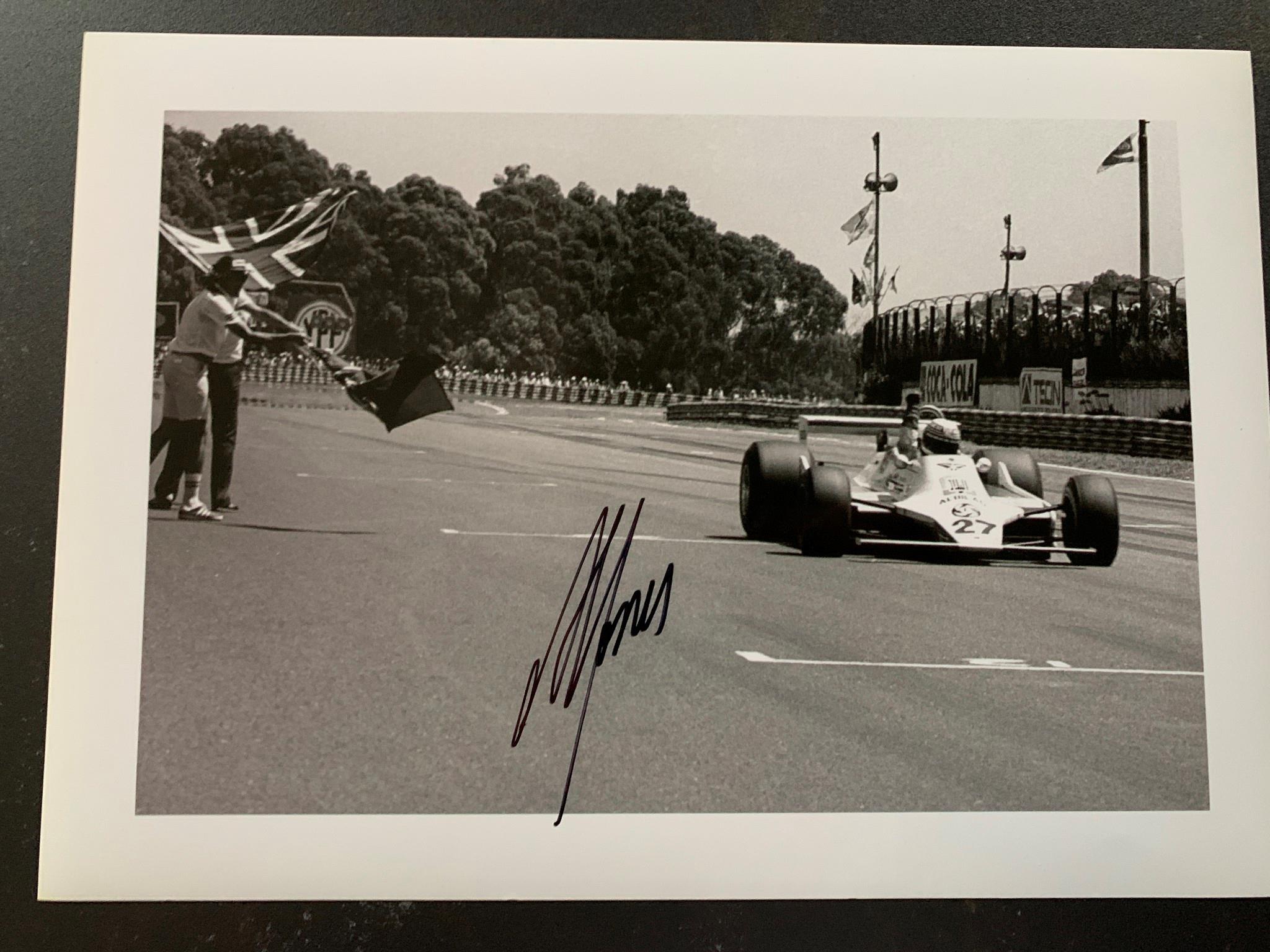 Signed Sutton 12x8 race winner Alan Jones Williams FW07 Buenos Aires GP1980