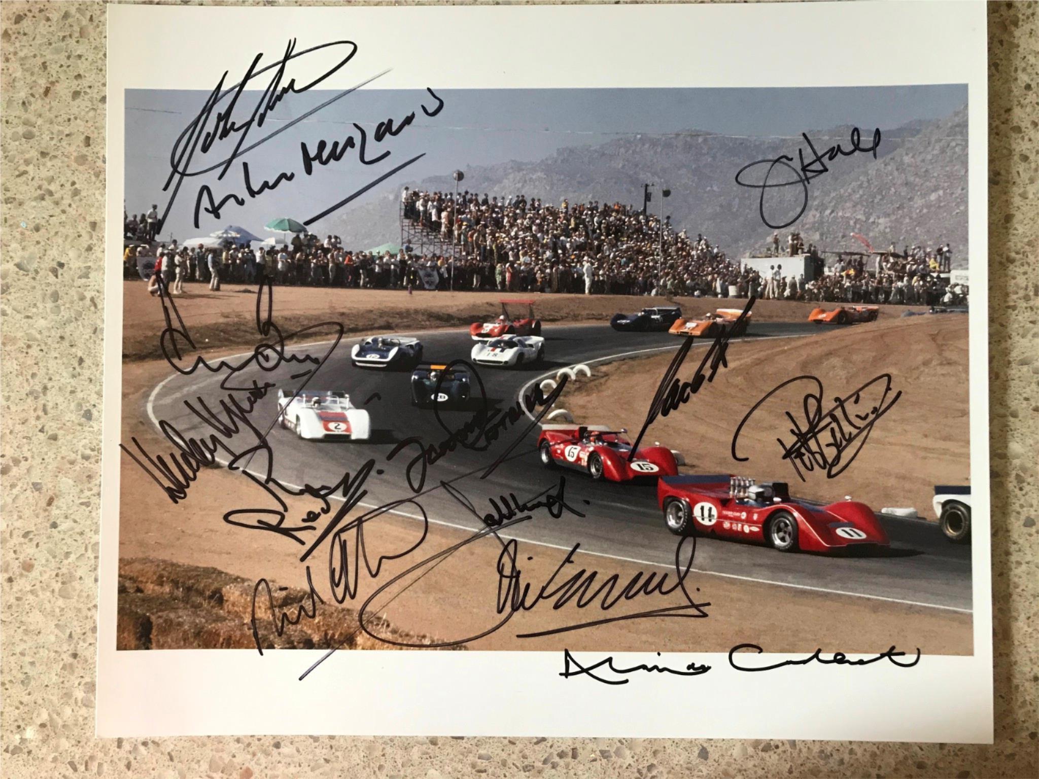 LAT 12X10 photo Can-Am Riverside, California, 1968 multi signed unique item