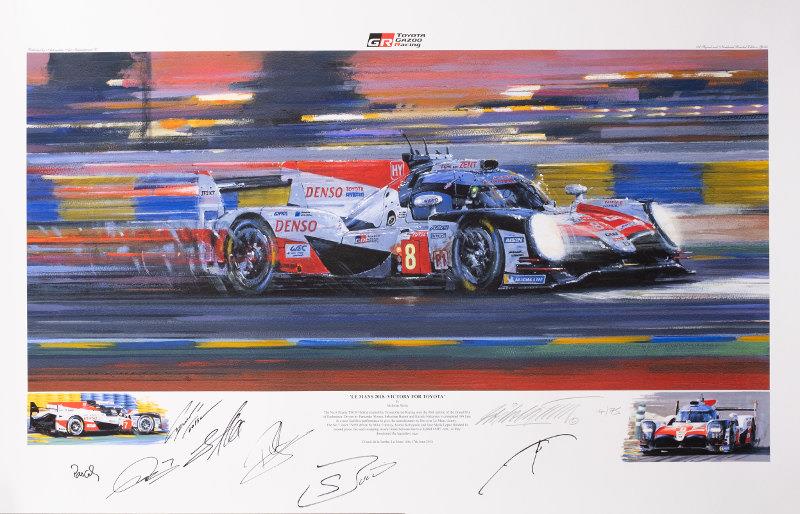 Nicholas Watts Giclee print Le Mans 2018 Victory for Toyota – 7 Autographs