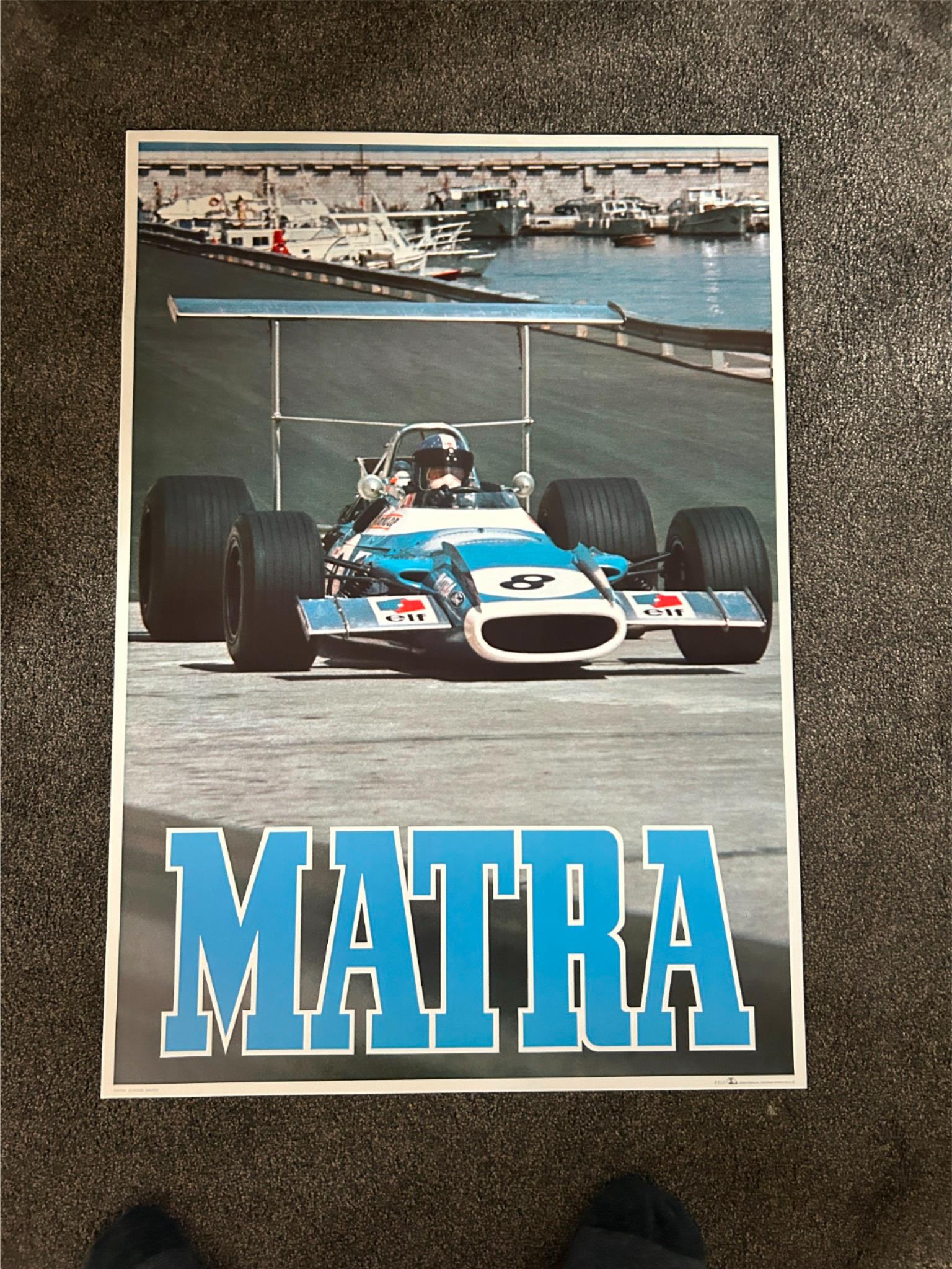 Vintage Original Poster 1968 Matra #910 Auto Racing Gunther Molter Monaco GP