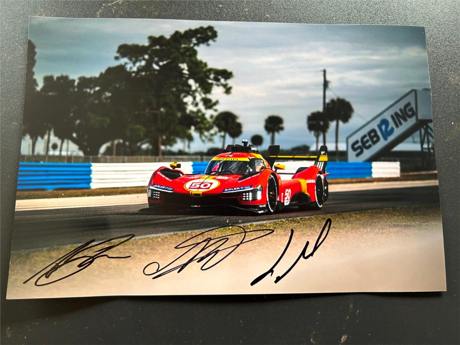 Fuoco, Molina, Nielsen Hand Signed Ferrari 12x8 Photo Le Mans 2023 100 years