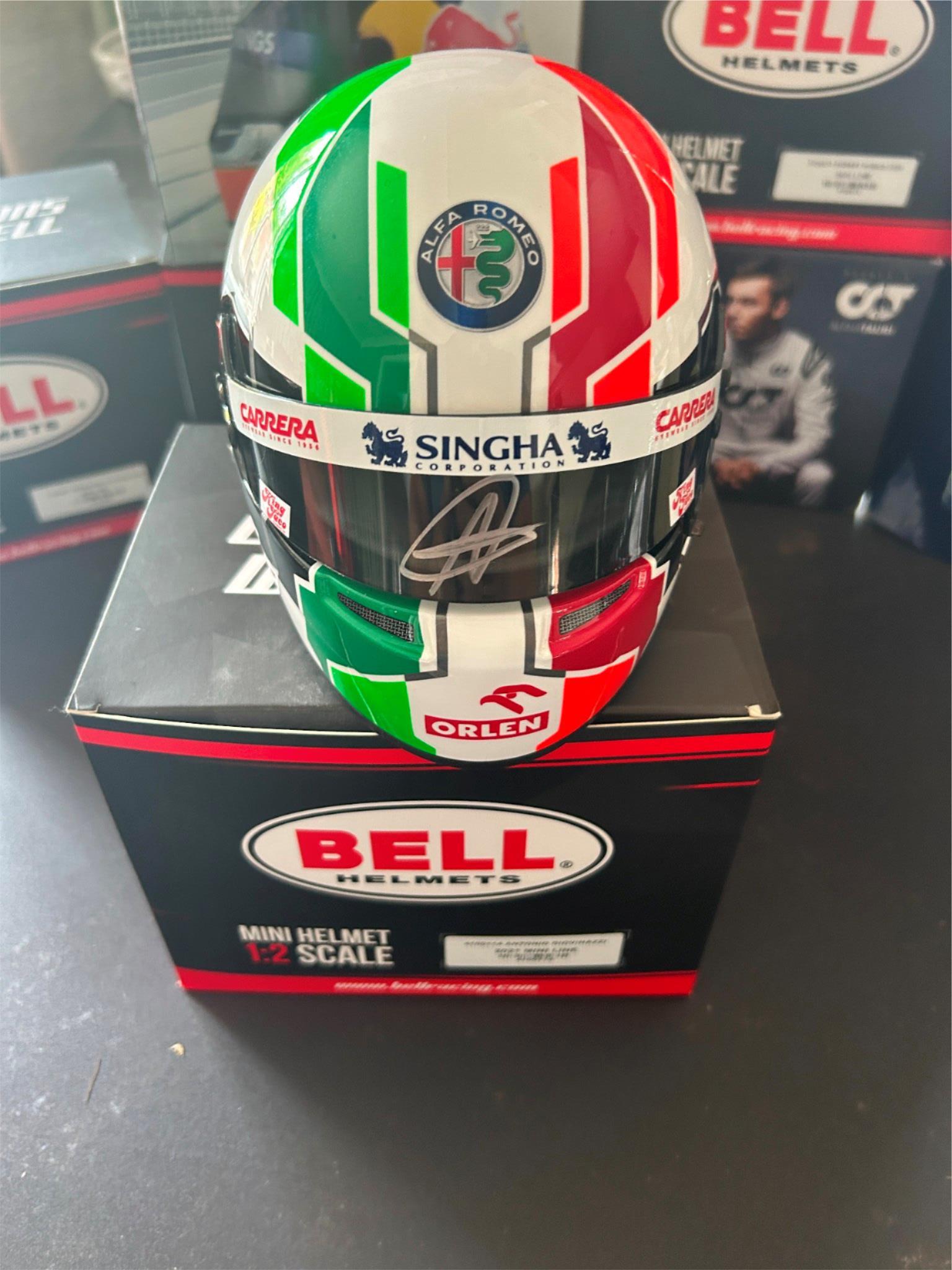 RARE HAND SIGNED ANTONIO GIOVINAZZI 2021 SIGNED 1:2 SCALE HELMET LE MANS FERRARI