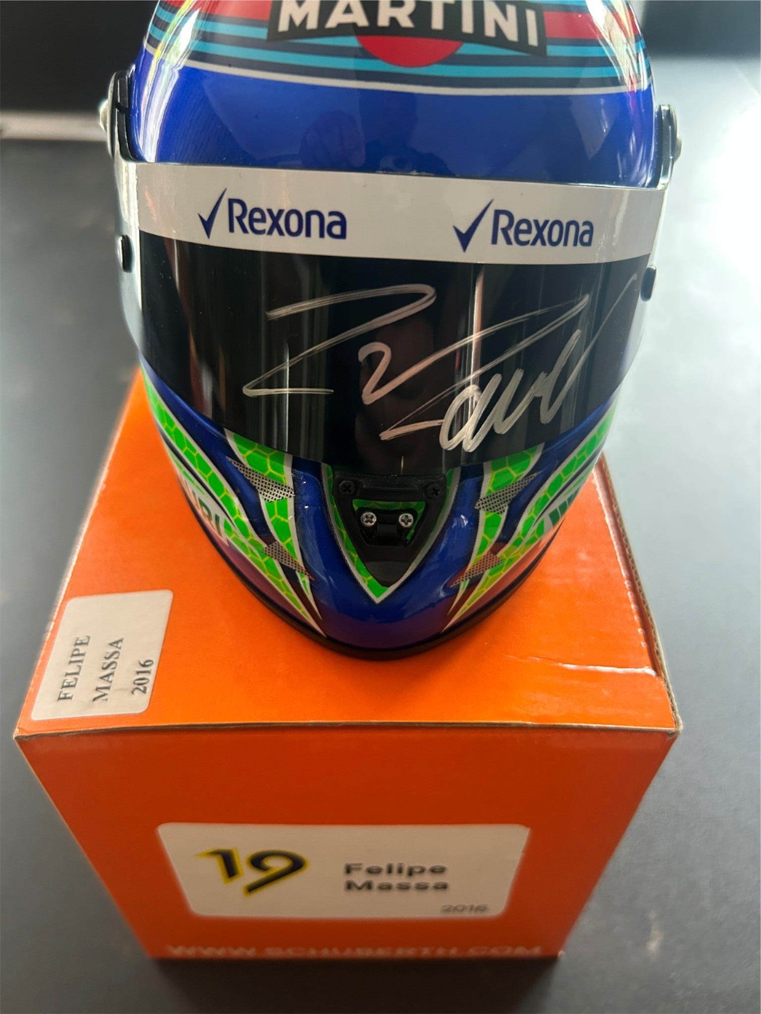 Formula One Felipe Massa Hand Signed 2016 Williams Schubert 1/2 Scale Helmet