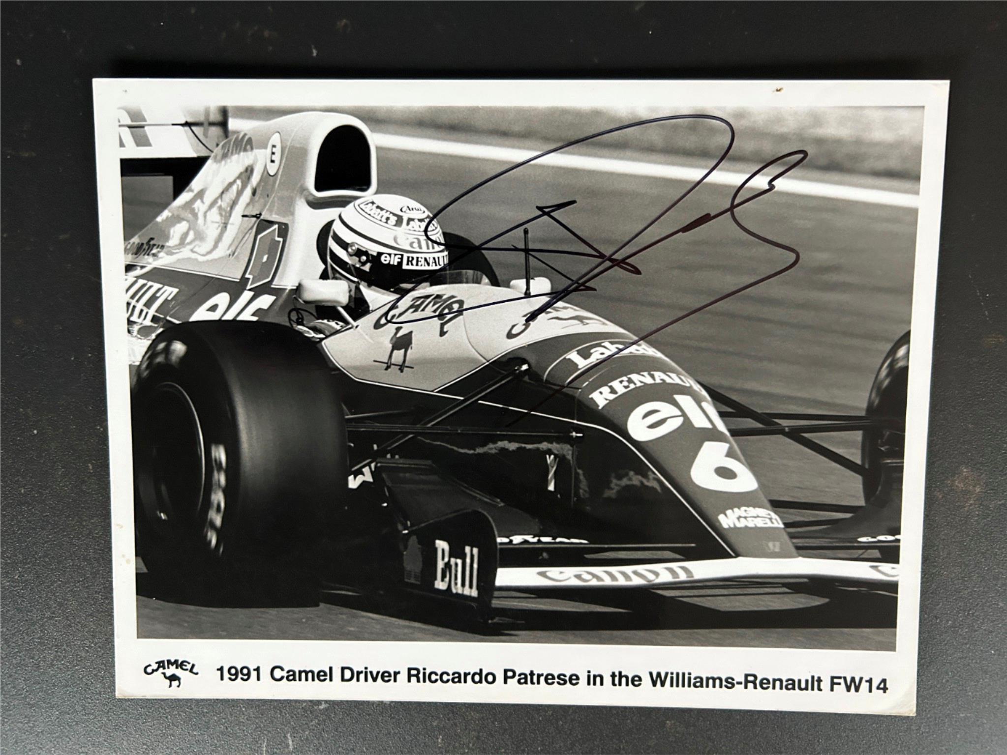 Rare signed Press 8x6 photo Riccardo Patrese Williams Renault FW14 1991 F1