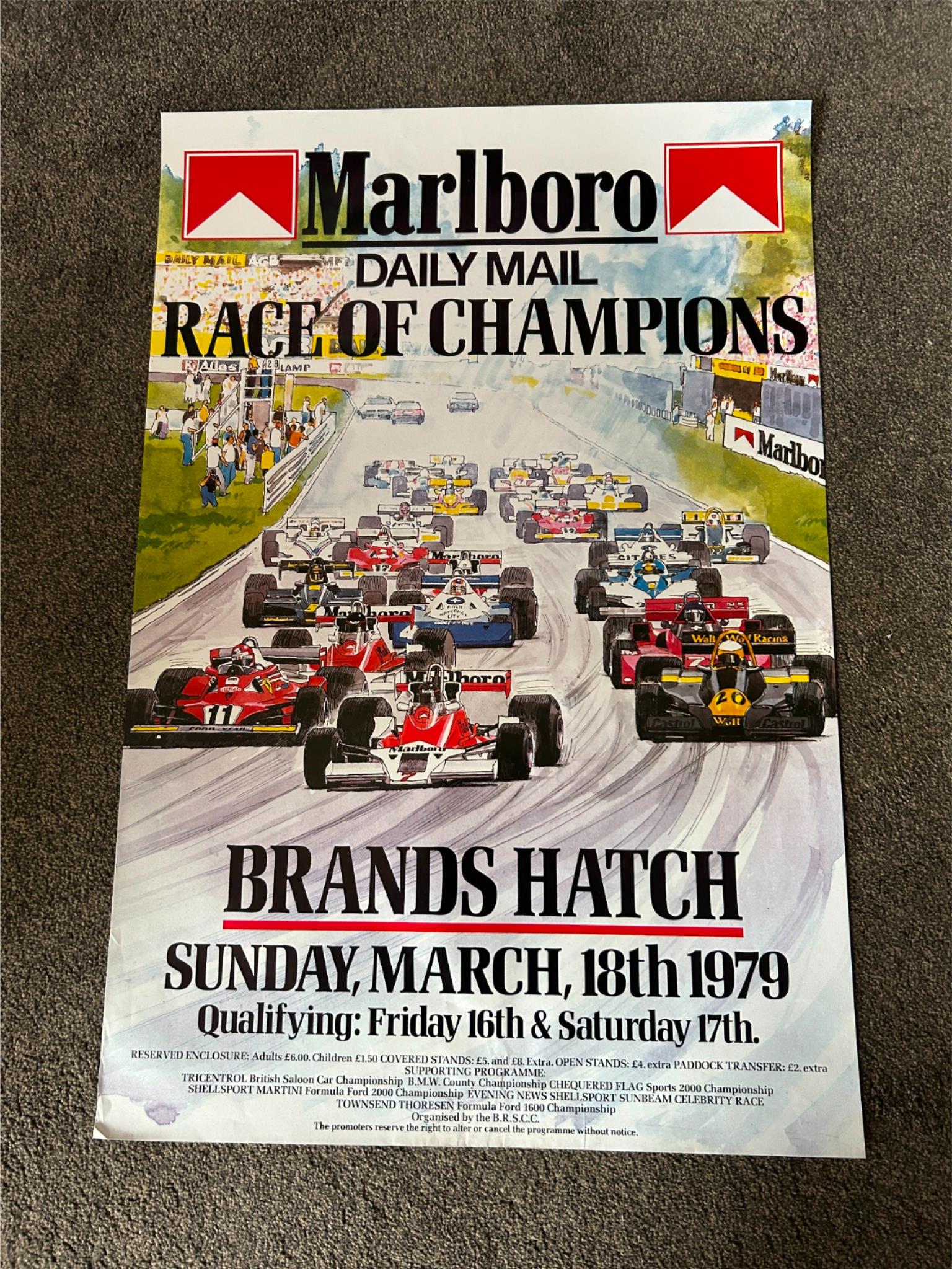 Vintage Poster 1979 Marlboro Daily Mail Race of Champions at Brands Hatch